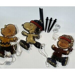 Peanuts 3 Piece Christmas 20" Lighted Pathway Markers Snoopy Charlie Brown Linus